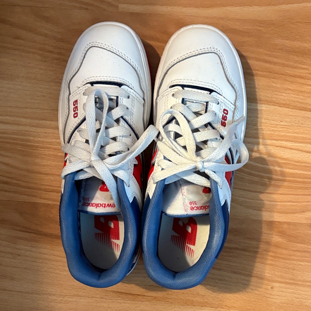 New Balance Kids' White and Red Sneakers